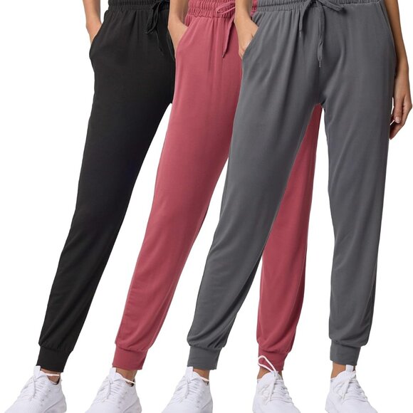3 Pack: Women's Ultra-Soft Lounge Joggers Sweatpants Athletic Yoga Pants with Po - Picture 1 of 6